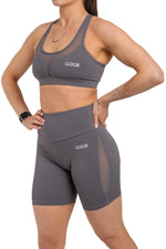 Load image into Gallery viewer, Mesh Panel Sports Bra &amp; Shorts Two-Piece Training Set Luxus
