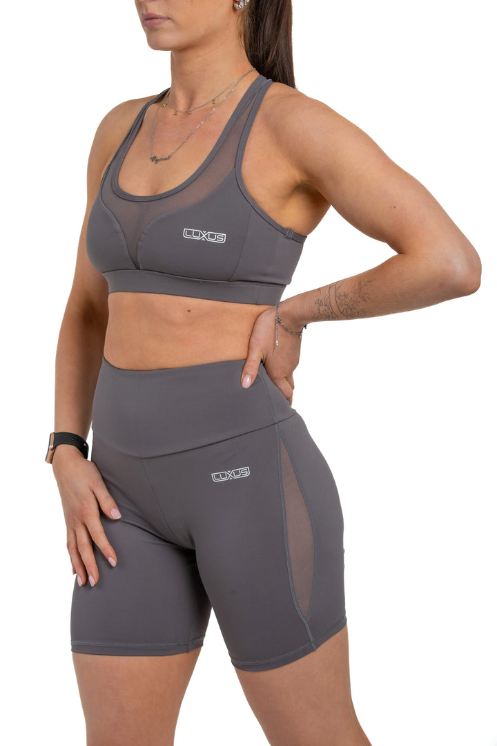 Mesh Panel Sports Bra & Shorts Two-Piece Training Set Luxus