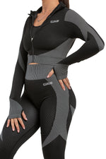 Load image into Gallery viewer, Striped Sports Bra, Leggings &amp; Cropped Jacket Three-Piece Training Set Luxus
