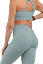 Load image into Gallery viewer, Ribbed Cutout Sports Bra &amp; Butt-Lift Leggings Two-Piece Training Set Luxus
