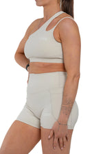 Load image into Gallery viewer, Cutout Asymmetric Sports Bra &amp; Shorts Two-Piece Training Set Luxus
