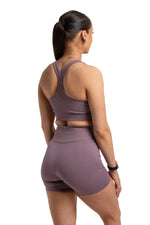 Load image into Gallery viewer, Ribbed Zip-Front Sports Bra &amp; Drawstring Shorts Two-Piece Training Set Luxus
